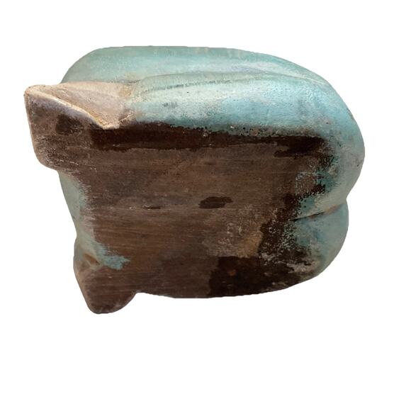 Vintage Hand Carved Asian Praying Kneeling Wooden Hand Painted Statue 11" - Picture 7 of 7